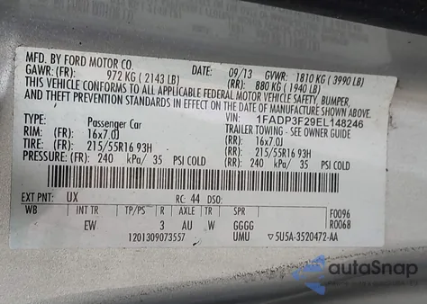 2014 Ford Focus Se из США, поврежденный, VIN 1FADP3F29EL148246